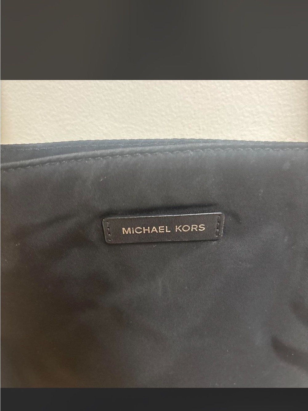 Michael Kors Black Nylon Logo Pouch with Gold-Tone Nameplate